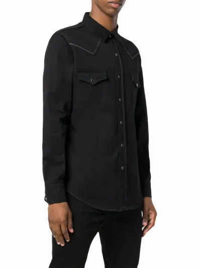 Saint Laurent Slim-Fit Embroidered Cotton-Twill Western Shirt 