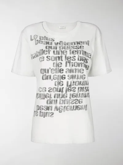 Saint Laurent - T-shirt con slogan stampato