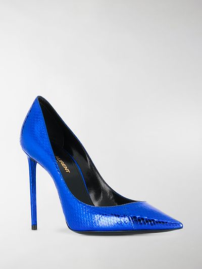 metallic blue pumps