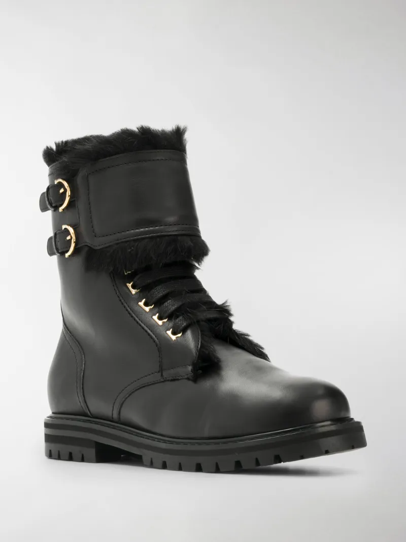 fur trim combat boots