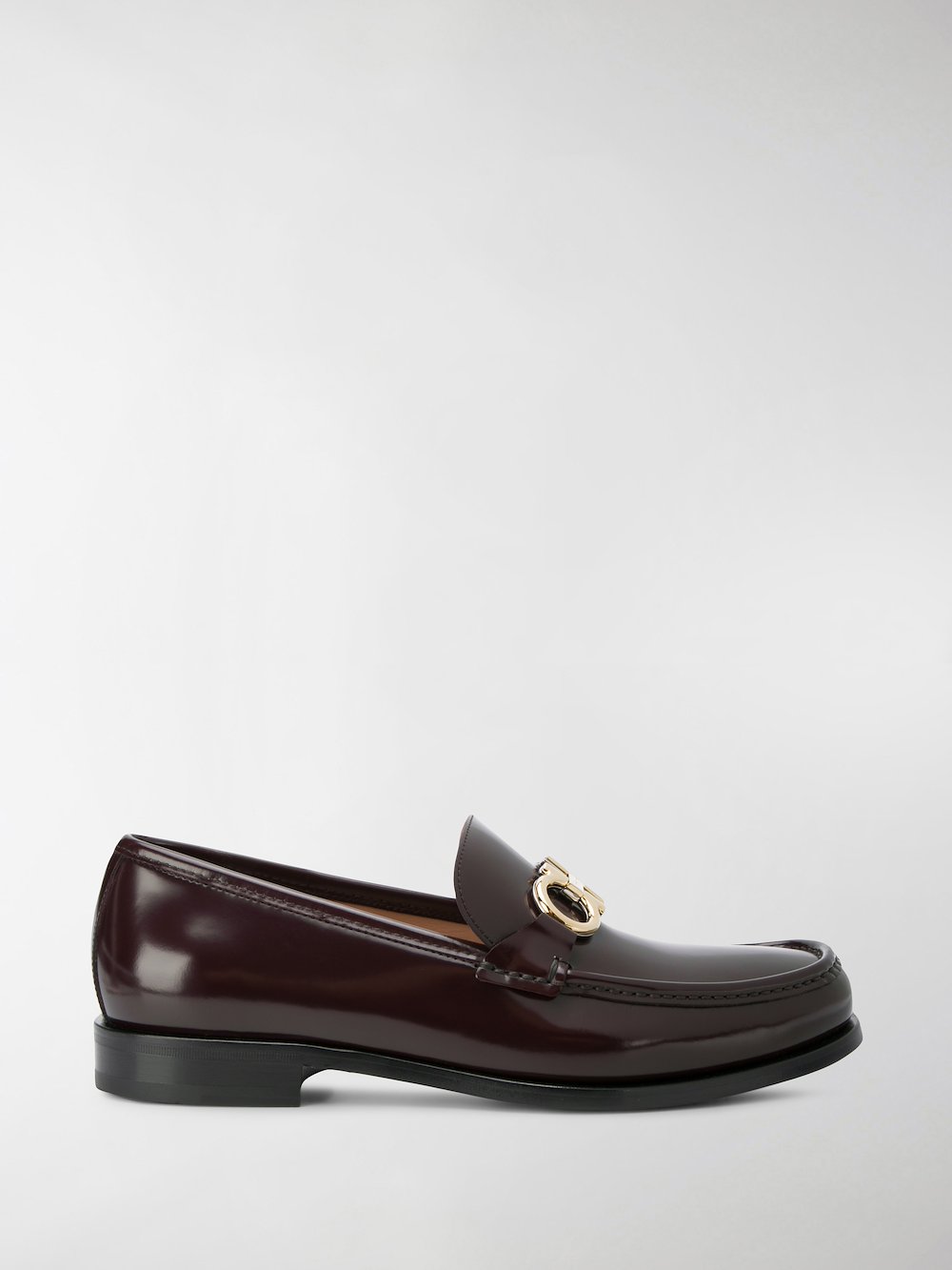 salvatore ferragamo trifoglio patent gancini horsebit loafers
