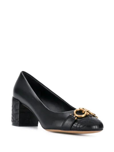 ferragamo block heel pumps