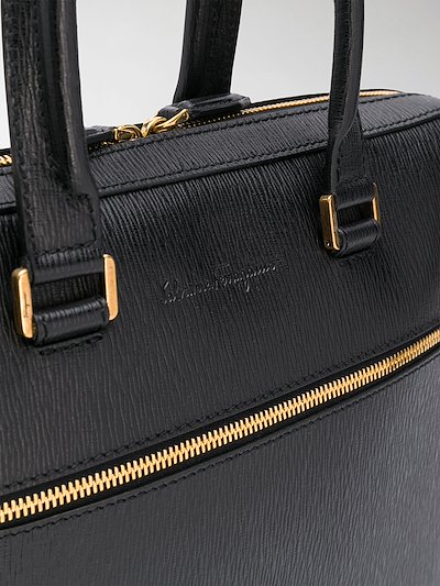Salvatore Ferragamo Logo Embossed Business Bag Black Modes