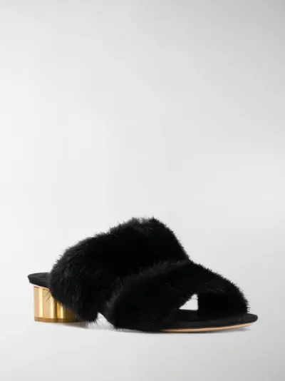 ferragamo fur slides