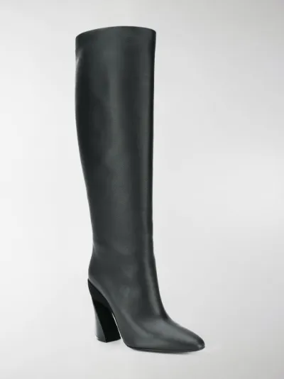 high heel knee length boots