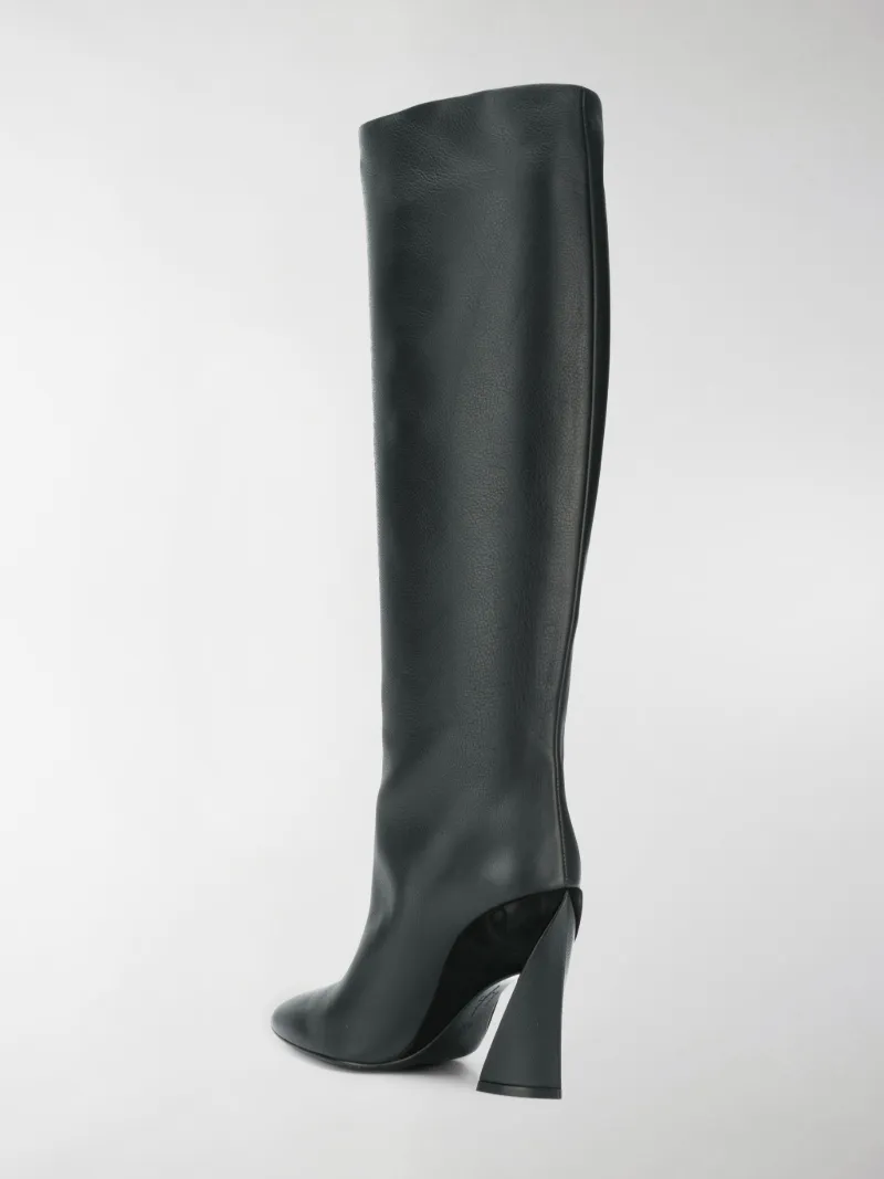 high heel knee length boots