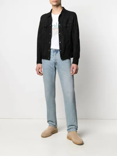 leather jacket and button down