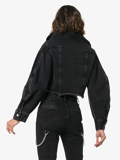 raw edge cropped denim jacket