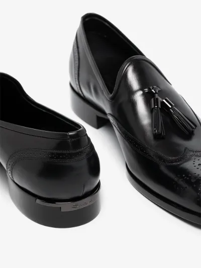 santoni black loafers