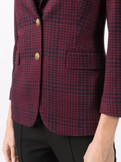 maroon check blazer