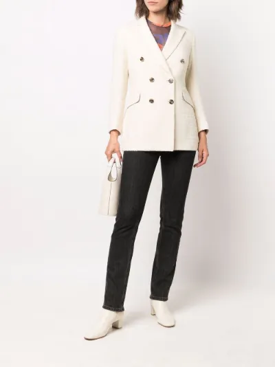 cream double breasted blazer