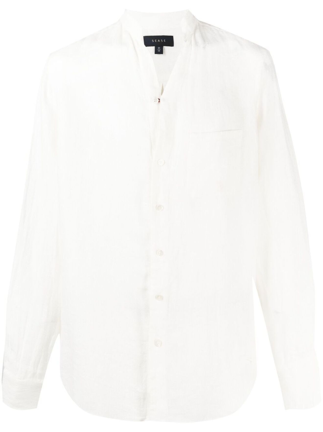 band collar button down shirt