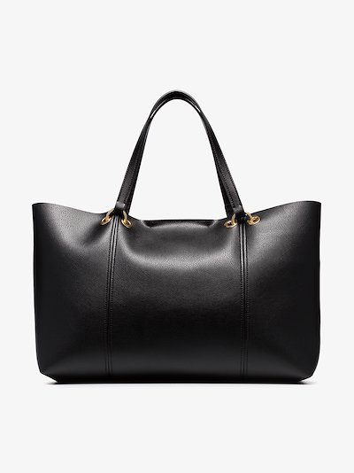 Black Large Leather Tote Bag