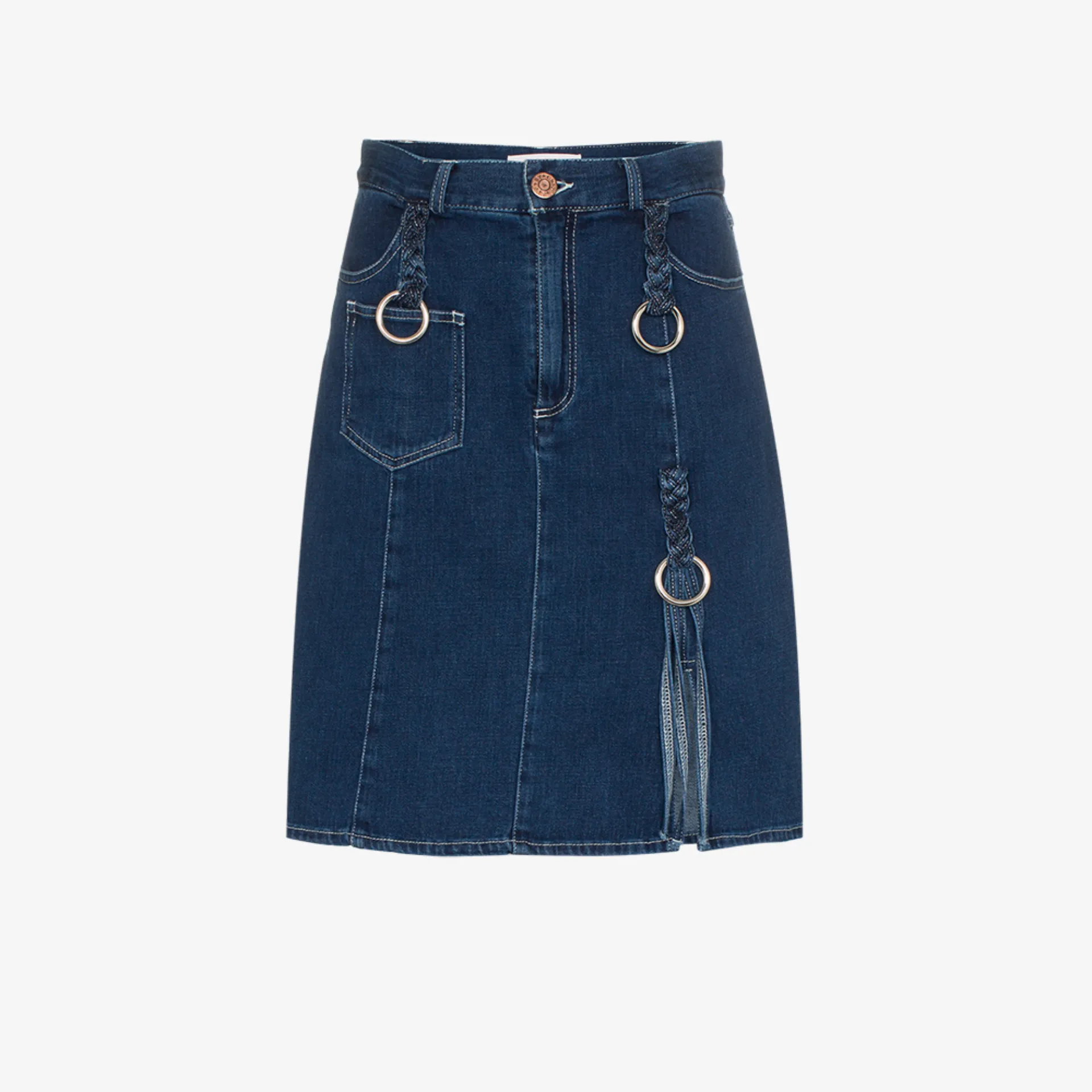 see by chloe braided denim skirt