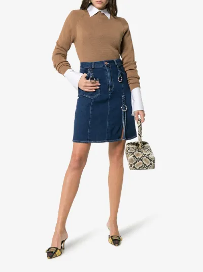see by chloe braided denim skirt