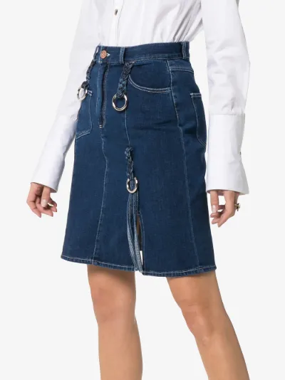 see by chloe braided denim skirt