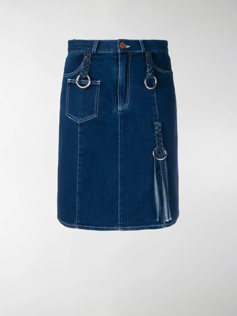 see by chloe braided denim skirt