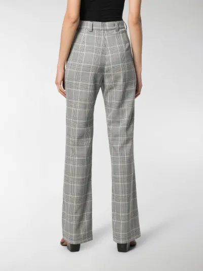flared check trousers