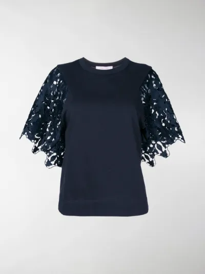 In Maniche Chloé Colore By Blu Con Pizzo Di Top See JcKl1TF