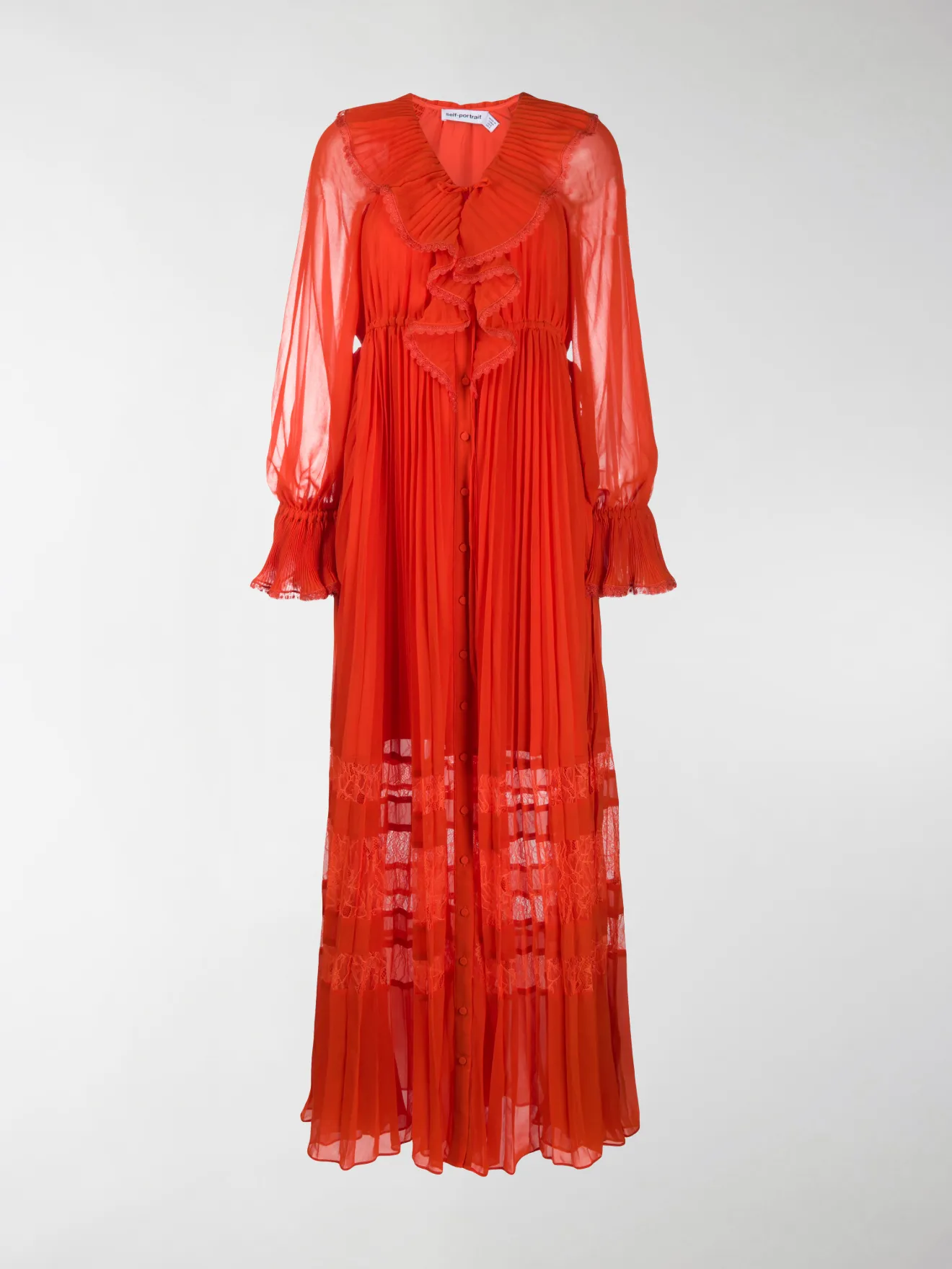 self portrait orange chiffon dress