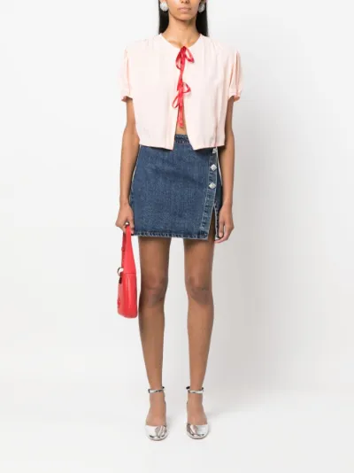 Denim wrap shop button skirt