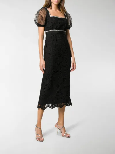 self portrait black lace midi dress