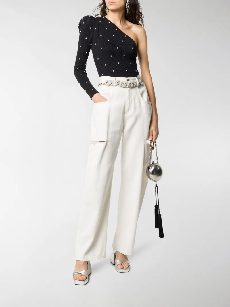 one shoulder jumper pants