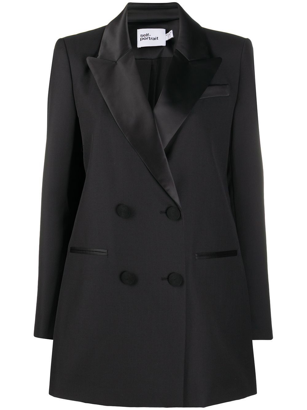 CONTRAST SATIN BLAZER - Black