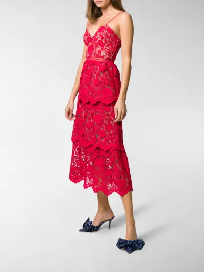 red lace a line dress