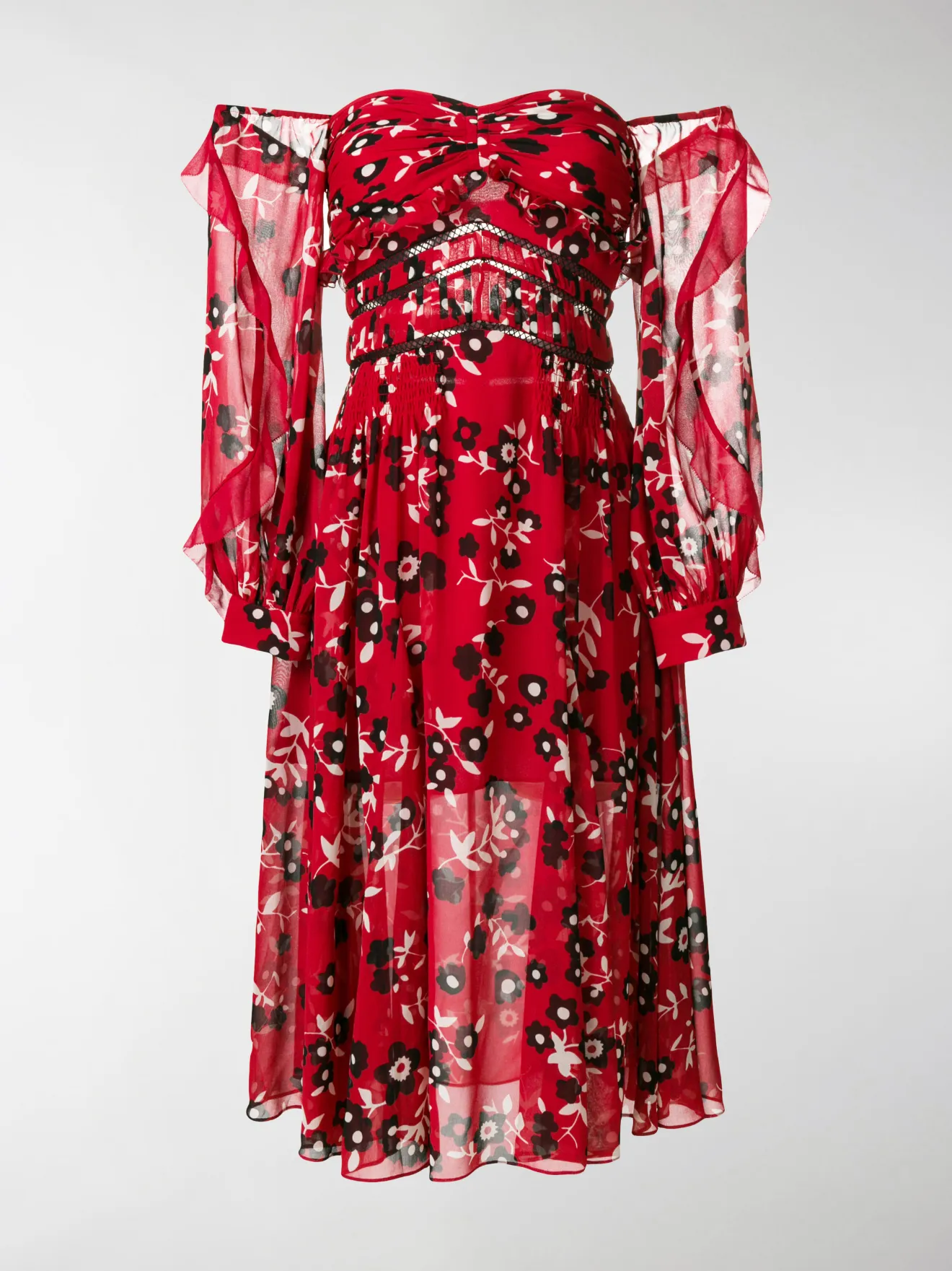 self portrait red floral dress