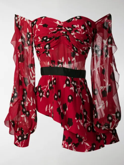 Self-Portrait - floral print peplum top