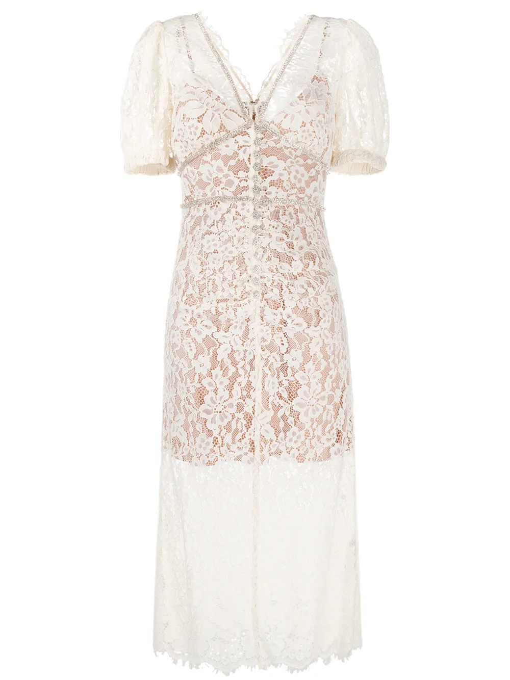 self portrait floral mesh lace frill midi dress