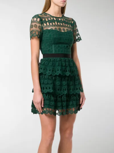 self portrait green lace dress