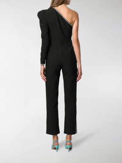 one shoulder crepe jumpsuit