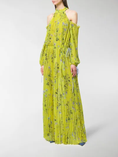 yellow pleated maxi dress