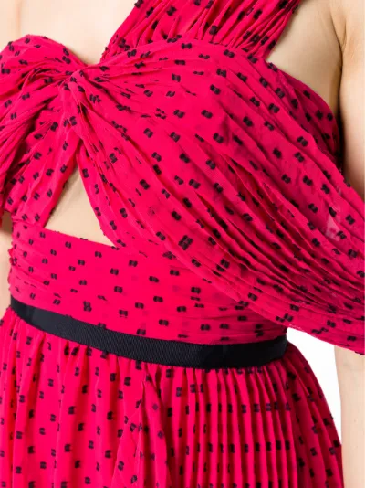 red polka dot one shoulder dress