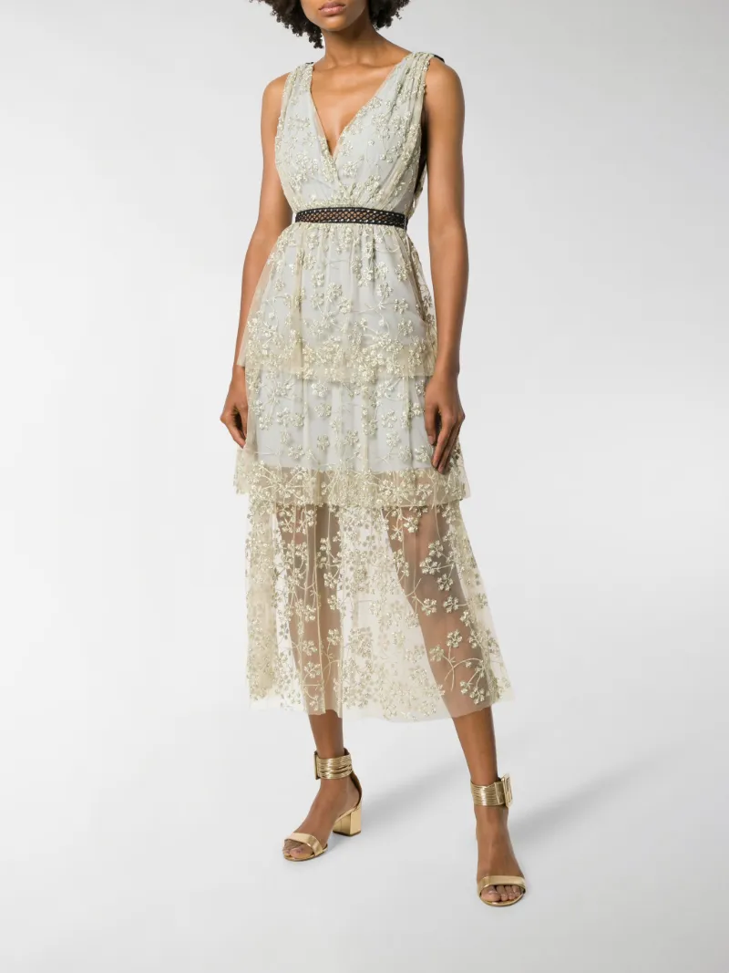 tiered embroidered dress