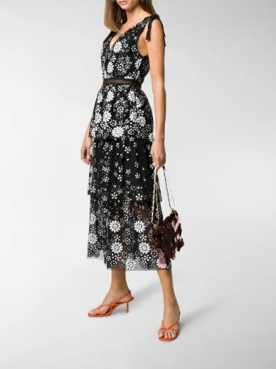 self portrait floral sequin dress