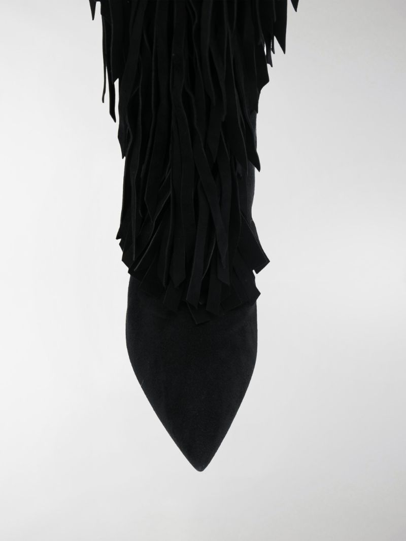 Sergio Rossi fringed pointed toe boots 