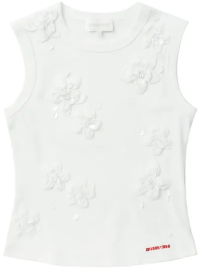 SHUSHU/TONG floral-appliqué bead-embellished tank top | Eraldo.com TD