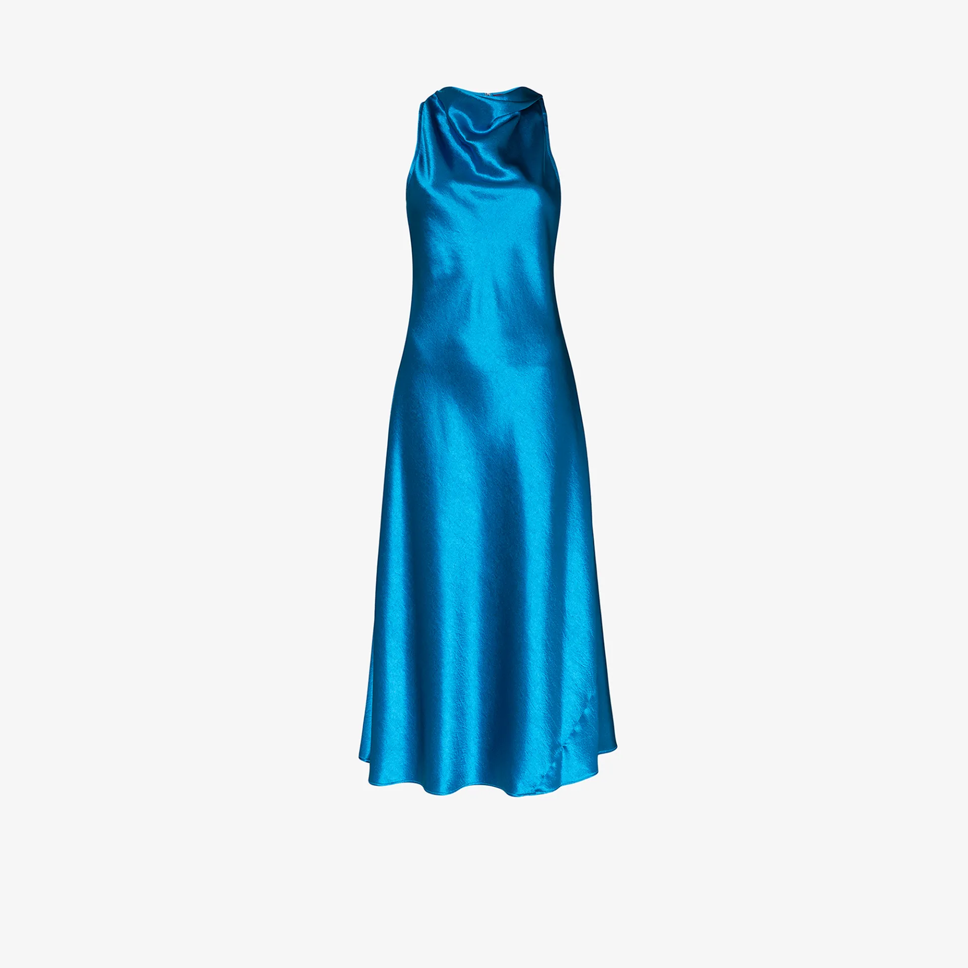 satin midi dress cowl neck