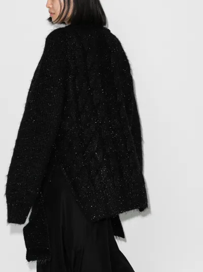 metallic cable knit sweater