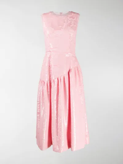 pink embellished midi dress
