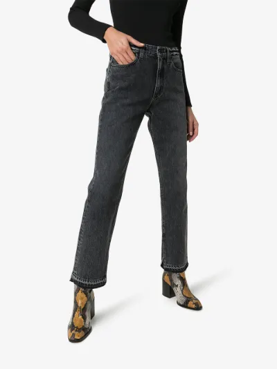 straight leg frayed hem jeans