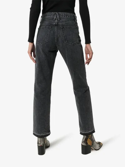 straight leg frayed hem jeans