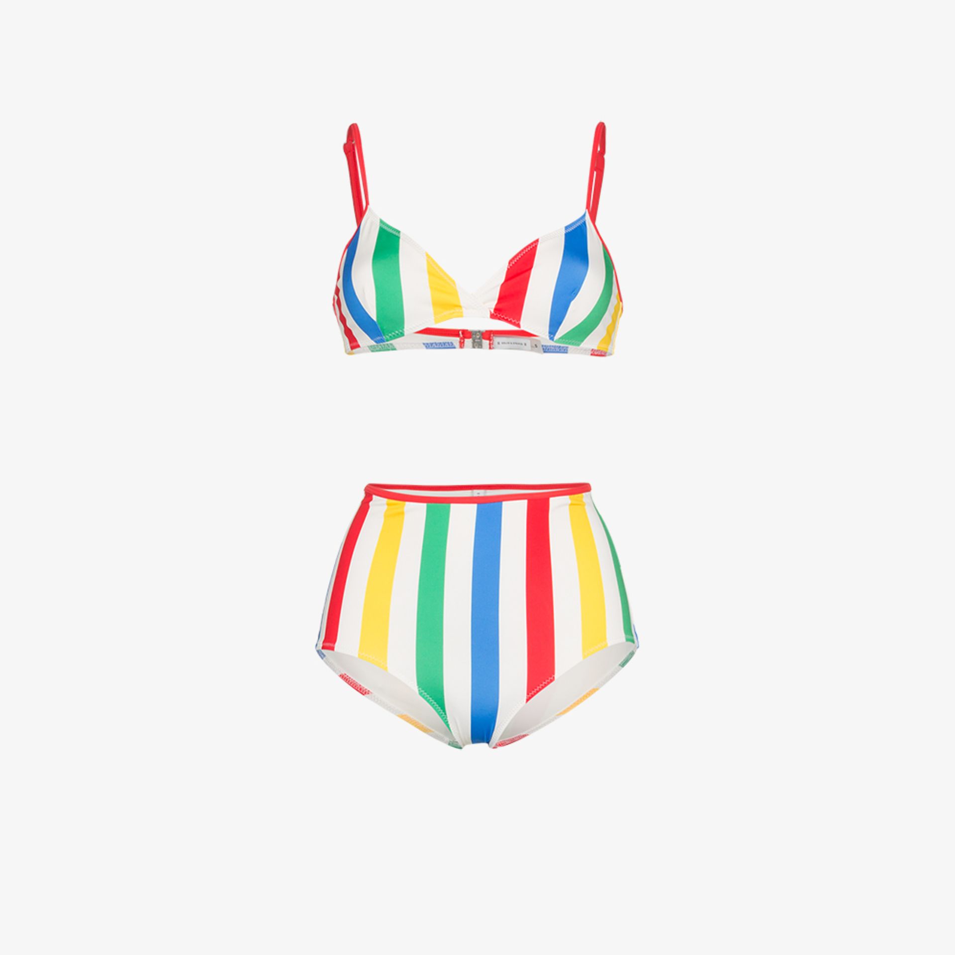 solid and striped high waisted bikini