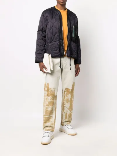 men's quilted patch bomber jacket