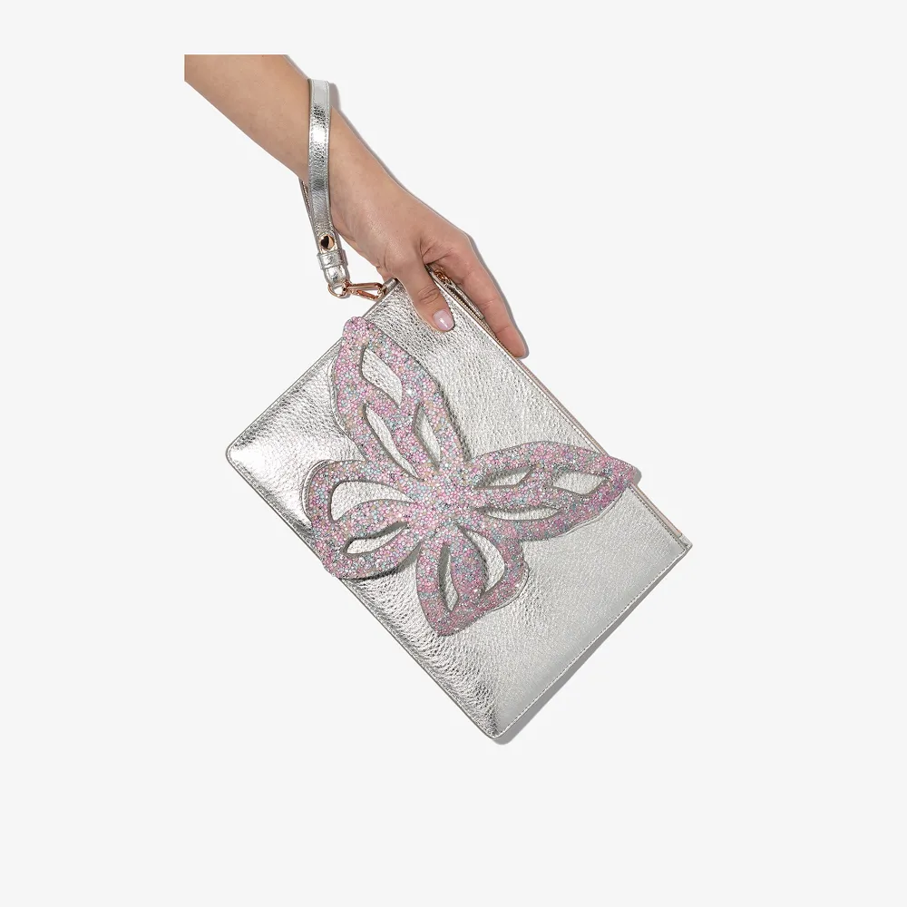 Sophia ster silver flossy butterfly clutch bag Browns
