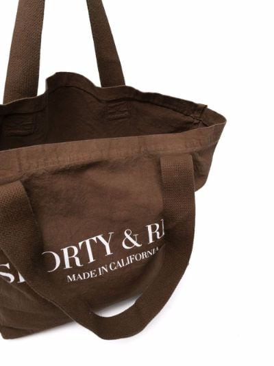 Sporty & Rich Logo Print Canvas Tote Bag