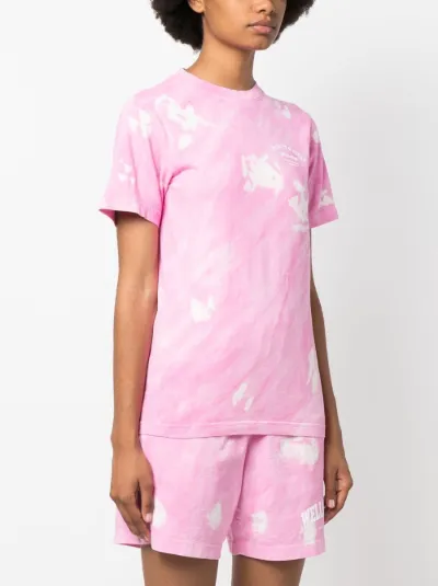 Sporty & rich fashion pink tie dye wellness tee